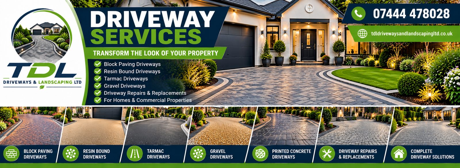 TDL Driveway Services: block paving, resin bound, tarmac and gravel driveways, repairs and replacements